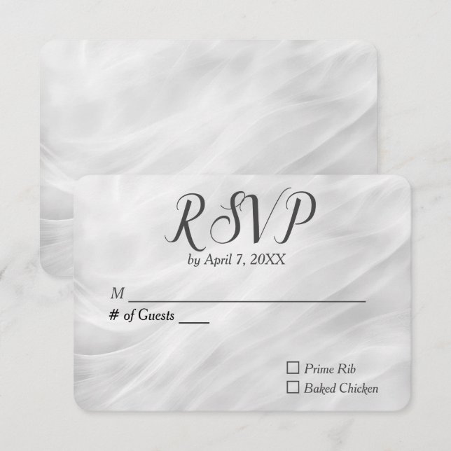 RSVP Abstrato White de Casamento (Frente/Verso)