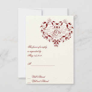 RSVP Amor em Qualquer Língua no Cartão Vermelho de Resp