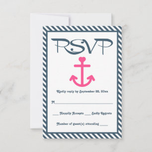 RSVP Âncora Rosa Náutica Azul Marinho Listrado Cas