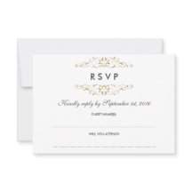 RSVP Antigo Dourado Floral Casamento