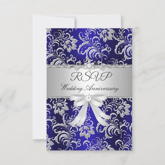 RSVP Arco Floral Azul de Aniversário de Casamento  (Frente)