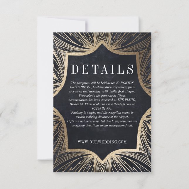 RSVP Art Nouveau faux gold DETAILS inserir cartão (Frente)