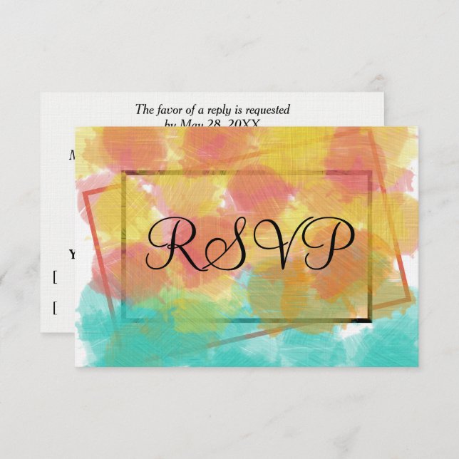 RSVP Artsy Gouache Geométrico Watercolor (Frente/Verso)