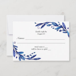 RSVP azul. Cartão de resposta azul marinho. Casame