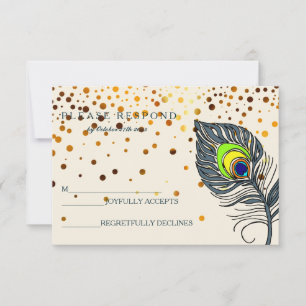 RSVP Azul de Folha de Peacock Confetti Dourado