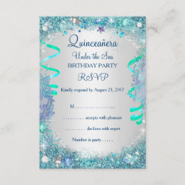 RSVP Azul Debaixo do Mar Quinceanera 15º Aniversár