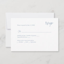 RSVP azul empoeirado com script mínimo