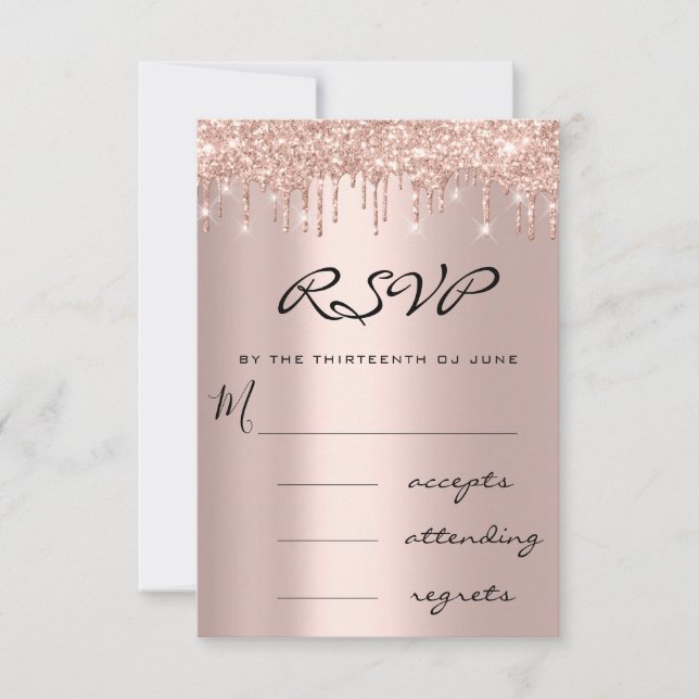 RSVP Azul Rosa Navy Gotejamento Simples Casamento (Frente)