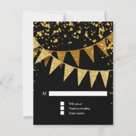 RSVP - Banner Moderno do Pennant w Glitter Confett
