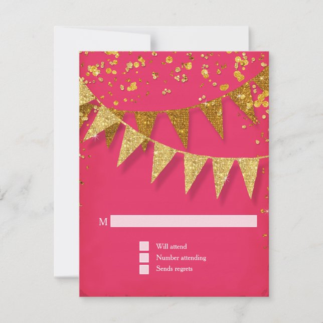 RSVP - Banner Moderno do Pennant w Glitter Confett (Frente)