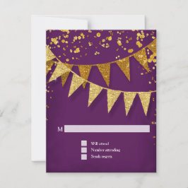 RSVP - Banner Moderno do Pennant w Glitter Confett