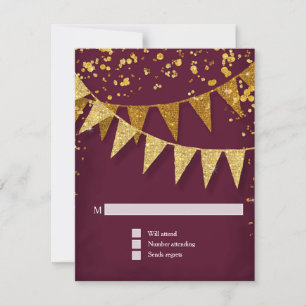 RSVP - Banner Moderno do Pennant w Glitter Confett