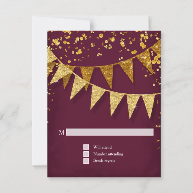 RSVP - Banner Moderno do Pennant w Glitter Confett (Frente)