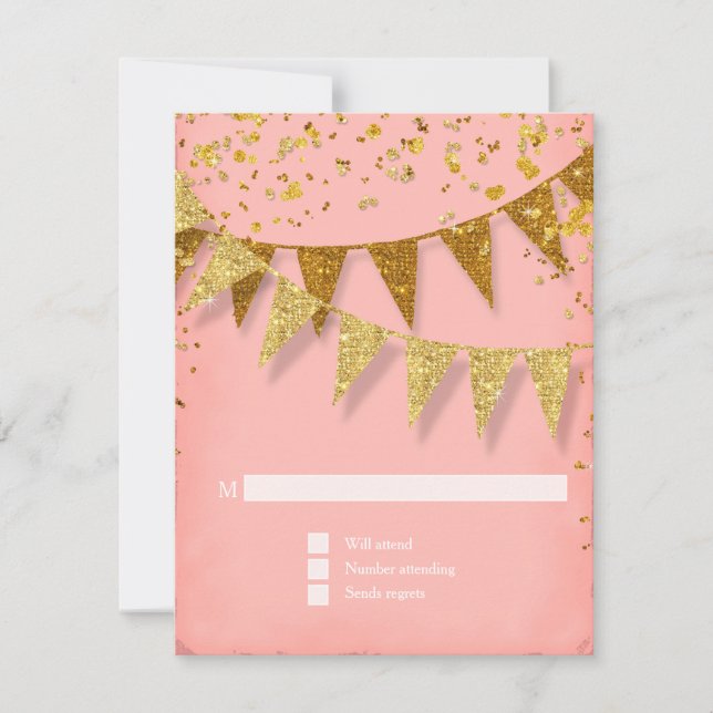 RSVP - Banner Moderno do Pennant w Glitter Confett (Frente)