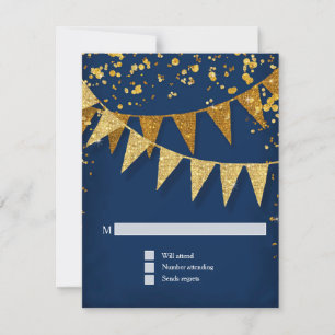 RSVP - Banner Moderno do Pennant w Glitter Confett
