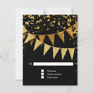 RSVP - Banner Moderno dos Pennant w Glitter Confet