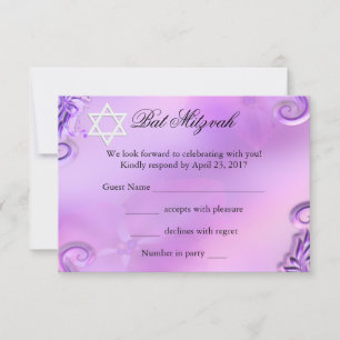 RSVP Bat Mitzvah Girl Bonito Rosa Rosa Púrpura