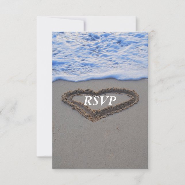 RSVP Beach Wedding Heart in Sand (Frente)