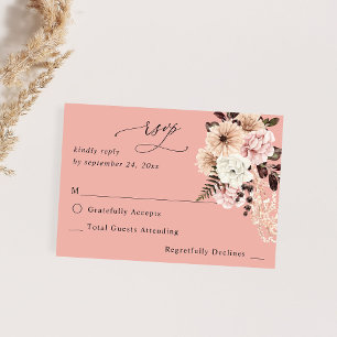 RSVP Beige & Blush Pink sem RSVP de Refeições - PK