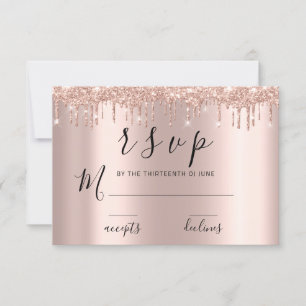 RSVP Black Rose Drips de Brilho Dourado