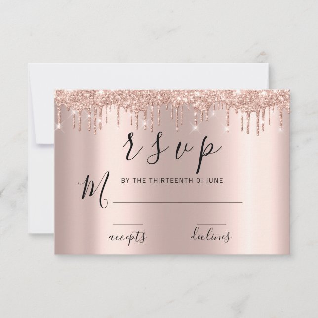 RSVP Black Rose Drips de Brilho Dourado (Frente)