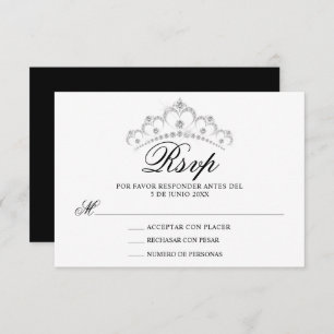 RSVP Black White Quinceañera Quince