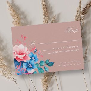 RSVP Blush de Casamento de Script Floral Romântico