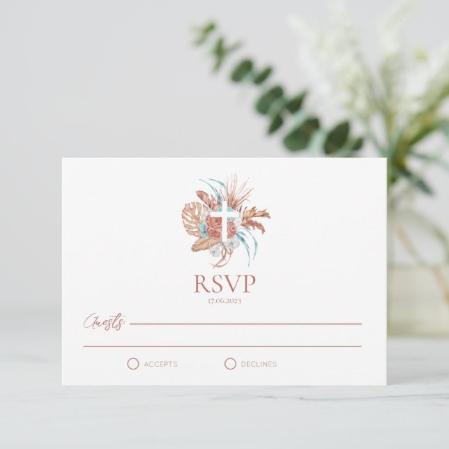 RSVP Bohemian Baptism Boho Christening (Em pé/Frente)