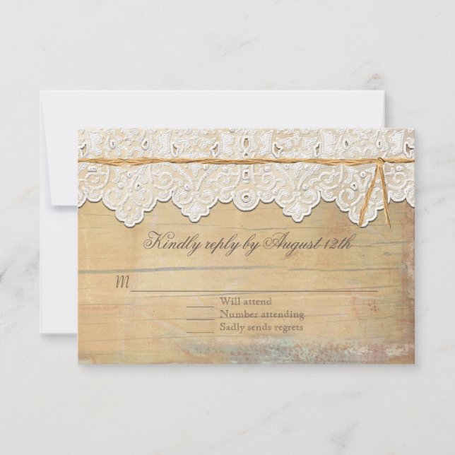 RSVP Boho Elegante País Russo Vintage Lace Wood (Frente)