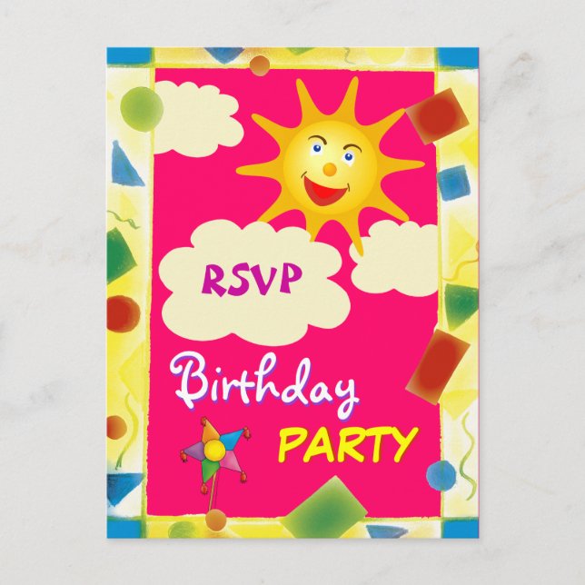RSVP bonito - Cartão postal de FESTA DE ANIVERSÁRI (Frente)