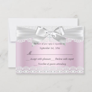 Rsvp Bonito Lace Cor-de-Rosa Batismo Cruzado 3x5