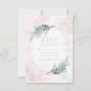 RSVP Botânico Geométrico de Aquarela Rosa Envergon