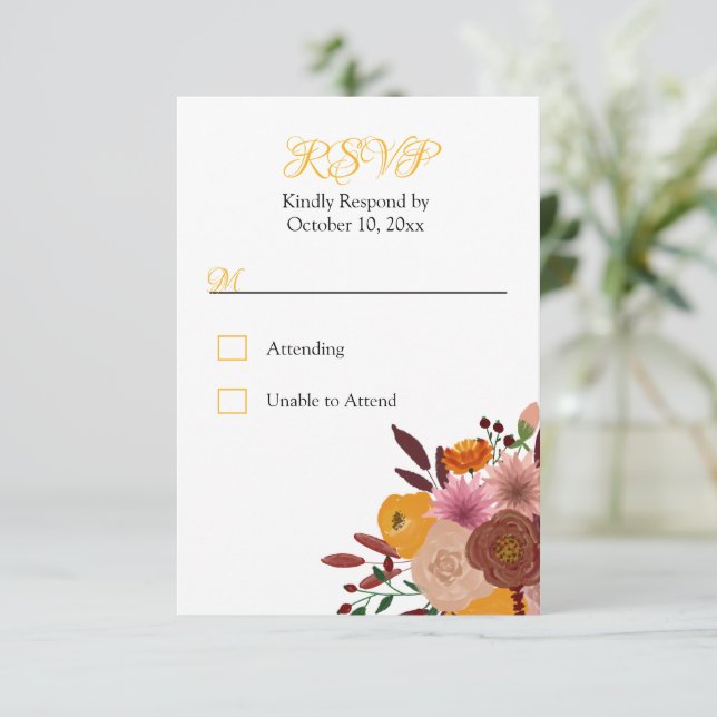 RSVP Branco de Fall Flor sem resposta de opção de  (Em pé/Frente)