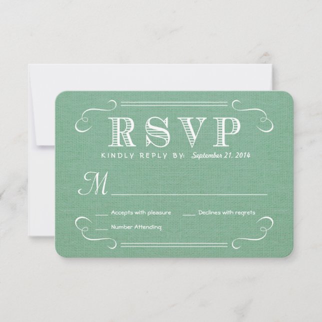 RSVP Burlap Mint Green Rustic Resposta Deluxe (Frente)