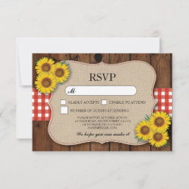 RSVP Burlap Wedtic Wood Rustic Red Check Cards