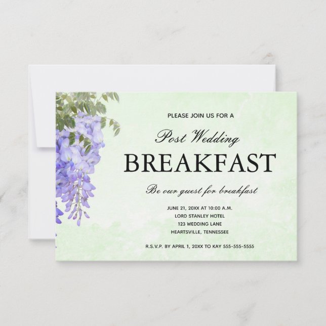 RSVP Café da Manhã Casamento com Wisteria Roxa Aqu (Frente)