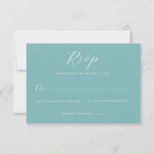 RSVP Caligrafia Azul Turquesa Elegante