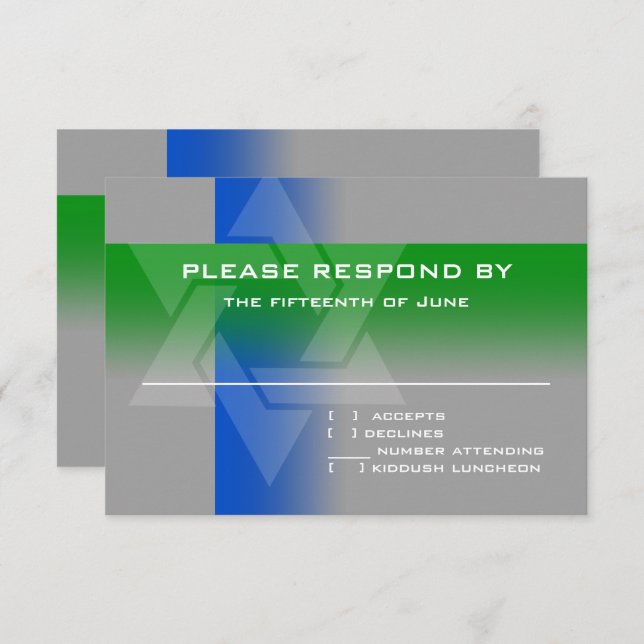 RSVP Card Blue e Green em qualquer cor (Frente/Verso)
