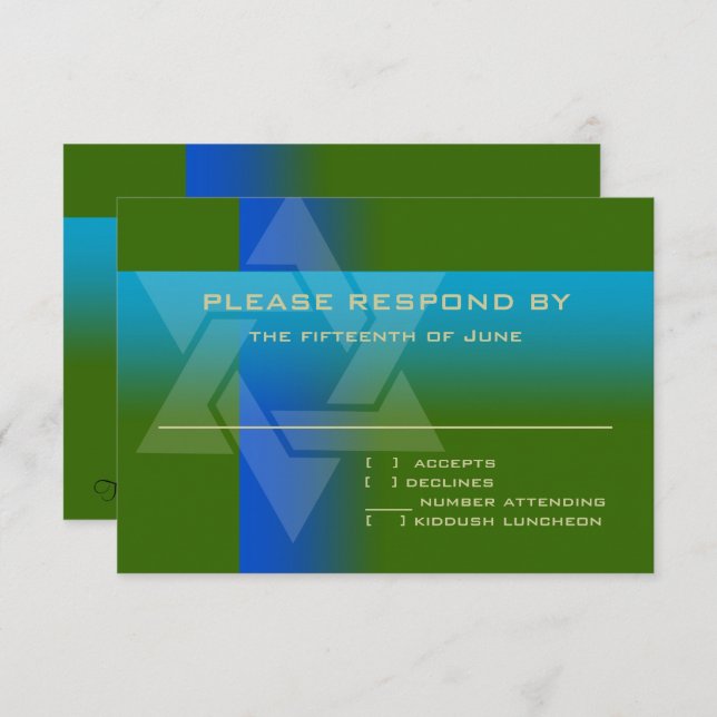 RSVP Card Blue e Turquoise em qualquer cor (Frente/Verso)