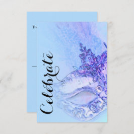 RSVP Card Elegante Mascarada azul e roxo