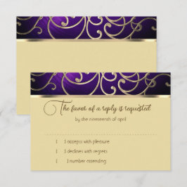 RSVP Card Elegante, púrpura e Dourada