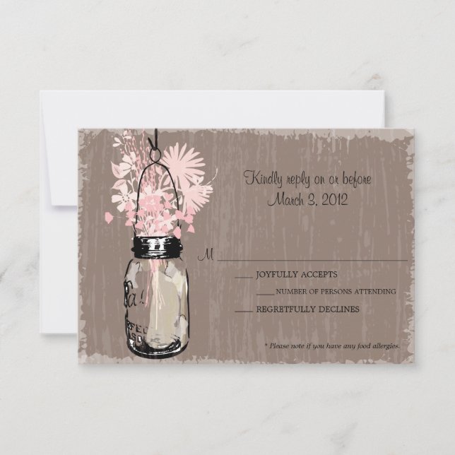 RSVP Card Mason Jar e Wildflower (Frente)