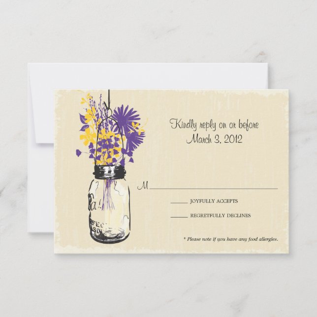RSVP Card Mason Jar e Wildflower (Frente)