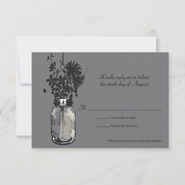 RSVP Card Mason Jar e Wildflower (Frente)