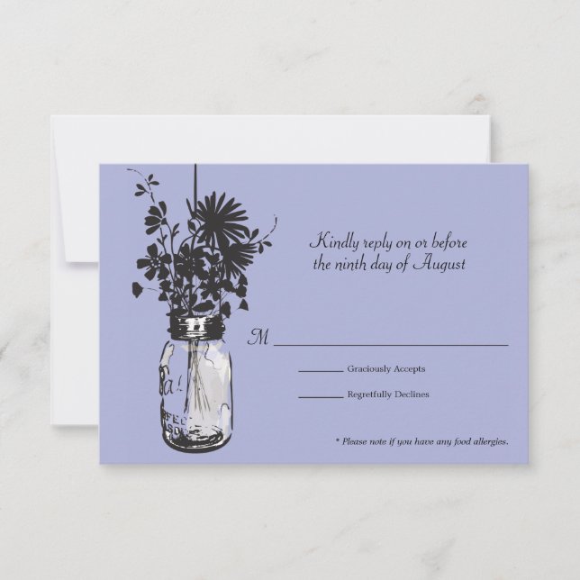 RSVP Card Mason Jar e Wildflower (Frente)