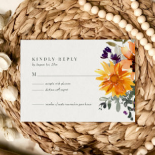 RSVP Card Rustic Sunflower Wildflower