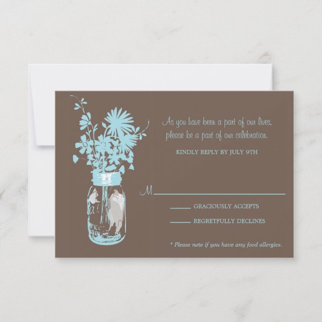 RSVP Card Wild Flowers & Mason Jar (Frente)