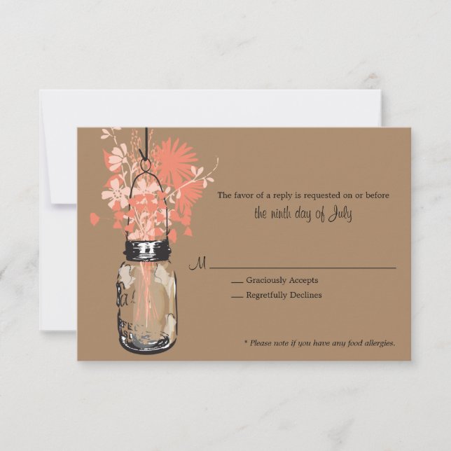 RSVP Card Wild Flowers & Mason Jar (Frente)