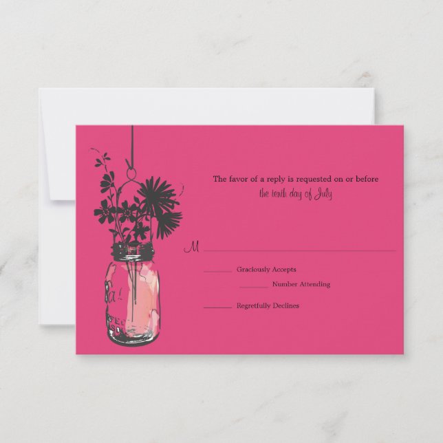 RSVP Card Wild Flowers & Mason Jar (Frente)