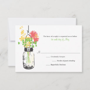 RSVP Card Wild Flowers & Mason Jar